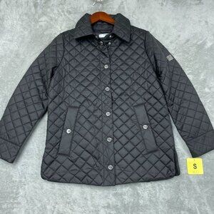 Anne Klein Womens Quilted Coat Black Size Small Lightweight Stylish d0448